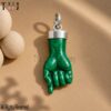Vintage Malachite Figa Pendant: Sterling Silver Italian Good Luck Charm