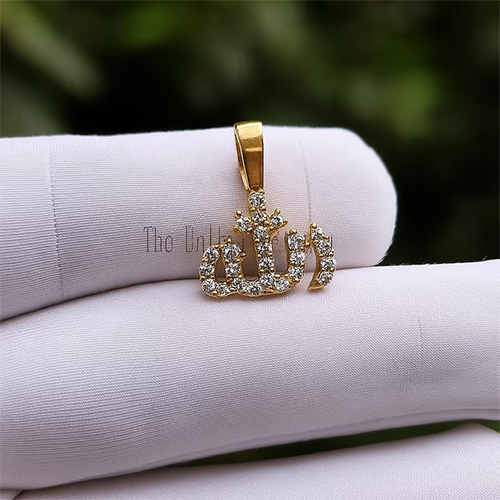 Dainty Diamond Handmade 925 Sterling Silver Designer Allah Pendant Necklace Jewelry