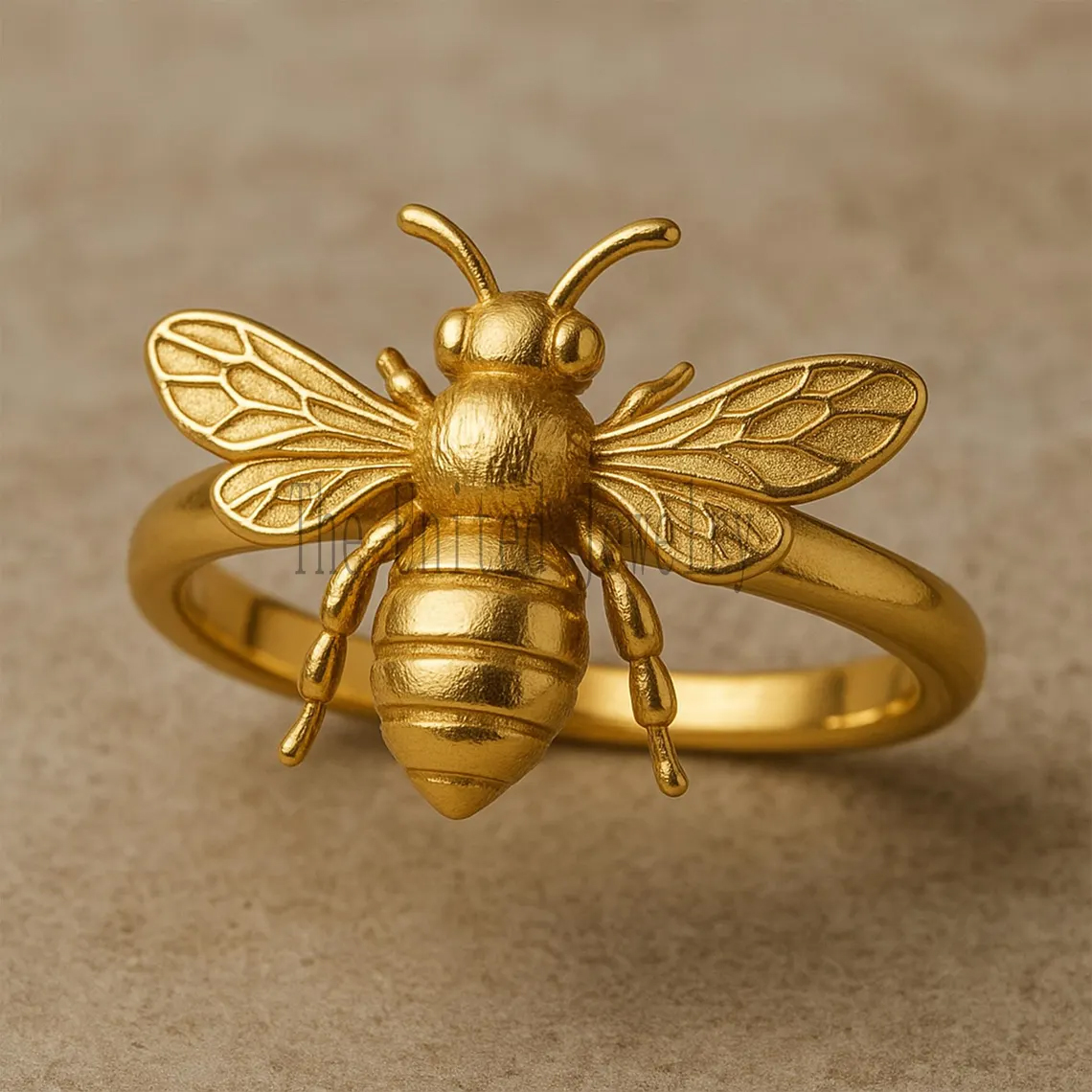 Gold Plated Sterling Silver Honey Bee Ring: Nature Jewelry
