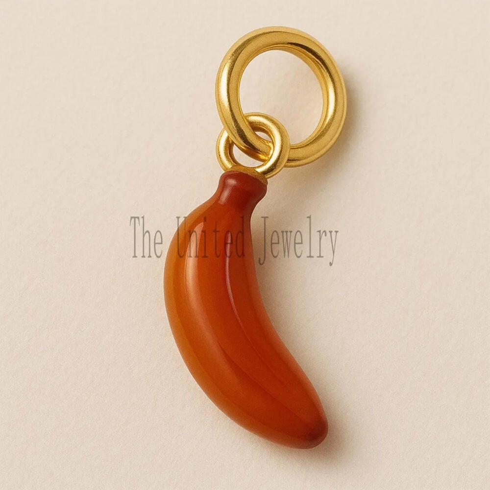 Handmade Coral Banana Pendant: Sterling Silver Gold-Plated Charm
