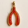 Carnelian Wishbone Pendant | Gold Plated Sterling Silver Good Luck Charm | Hand-Carved Gemstone Jewelry