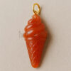 Hand-Carved Carnelian Ice Cream Pendant: Gold Vermeil Sterling Silver