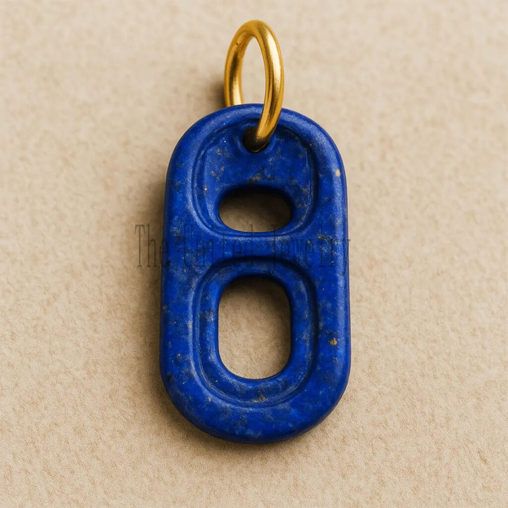 Lapis Lazuli Number 8 Pendant with Gold Plated Jump Ring – Handmade Gemstone Charm