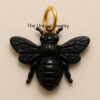 Black Onyx Bee Carving Pendant with Gold Plated Jump Ring