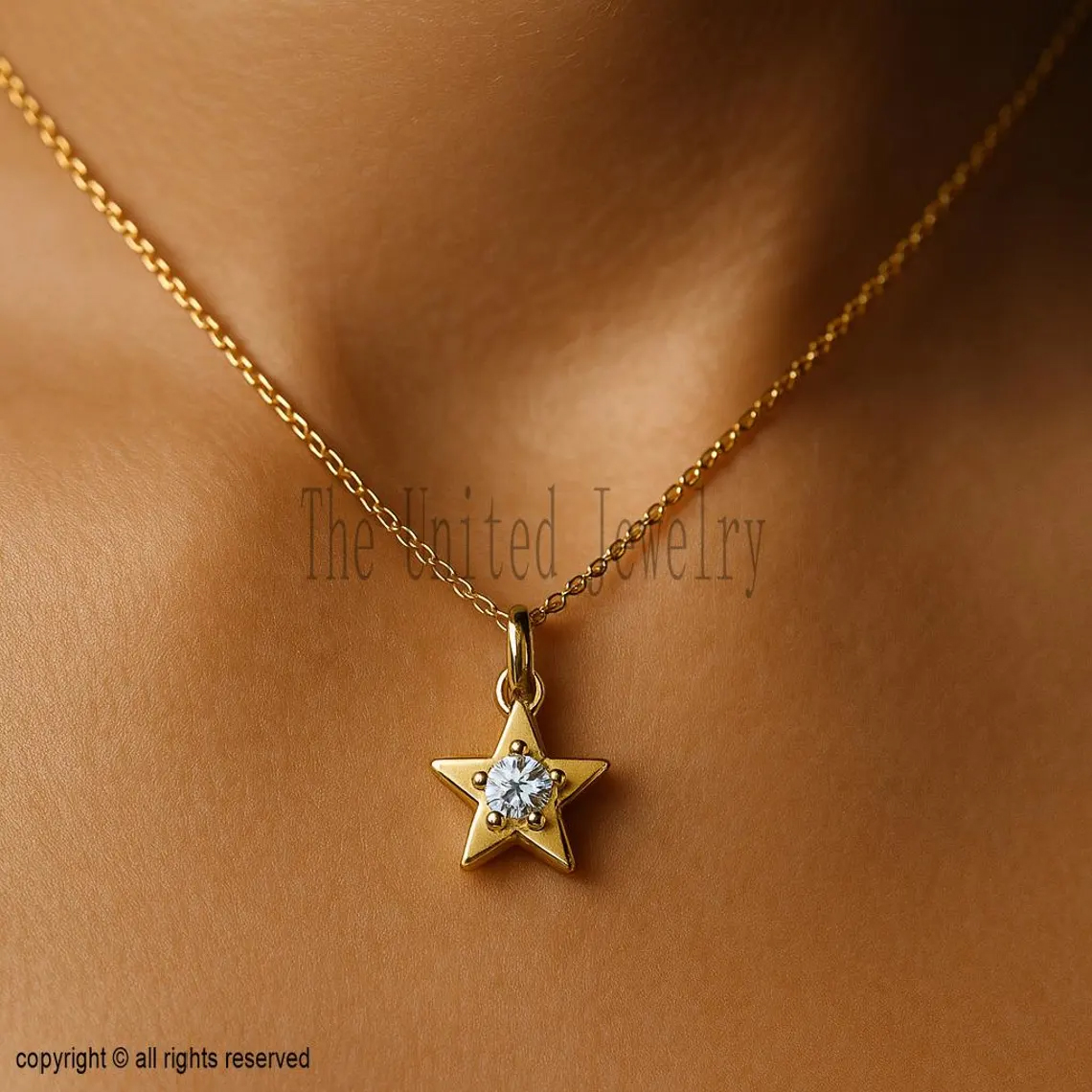 Sterling Silver Star Pendant: Diamond Celestial Necklace