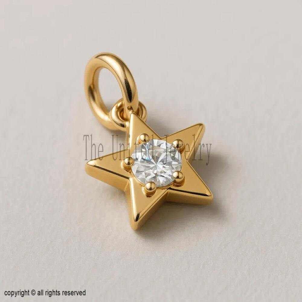 Sterling Silver Star Pendant: Diamond Celestial Necklace