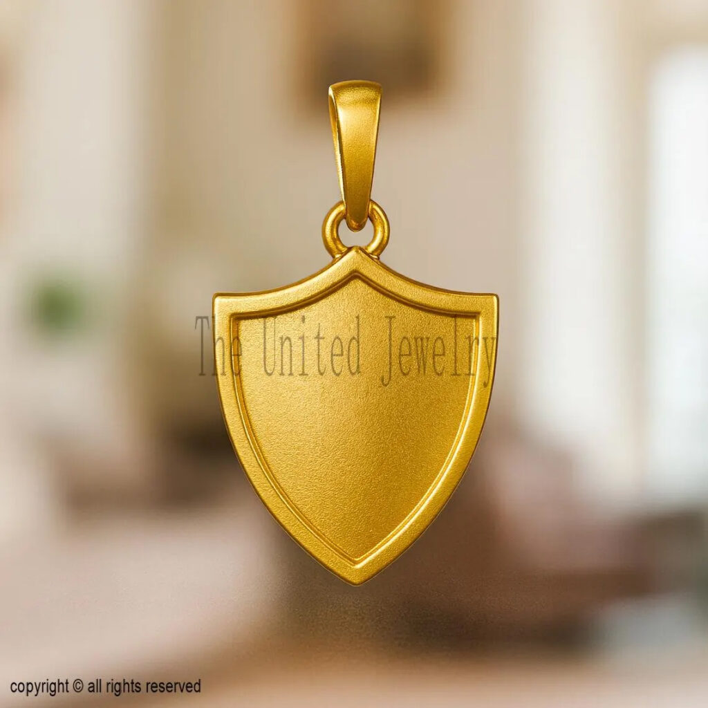 Sterling Silver Shield Pendant: Custom Engraved Amulet Necklace
