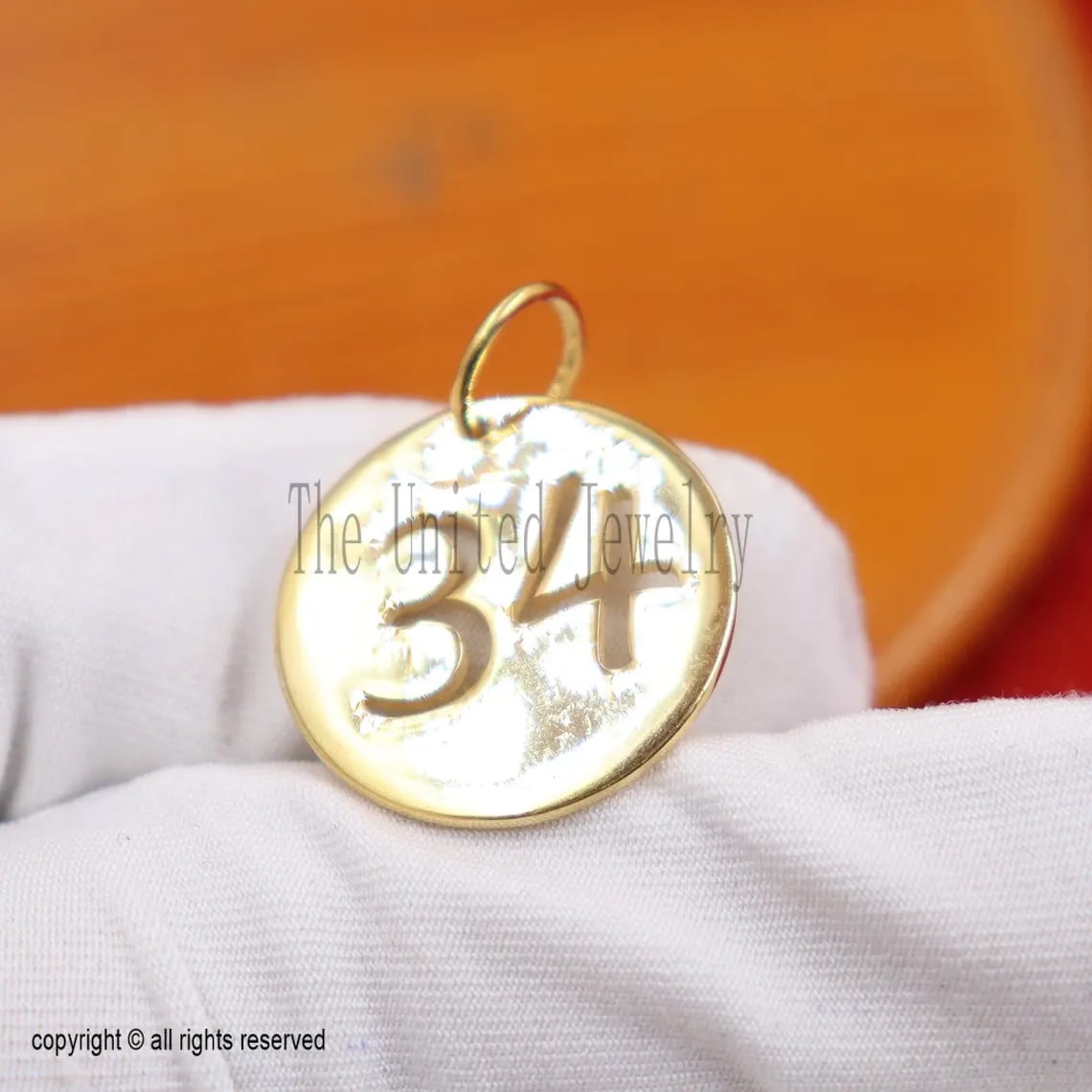 Custom Number Pendant Necklace | Gold Plated Cut Out Disc Charm