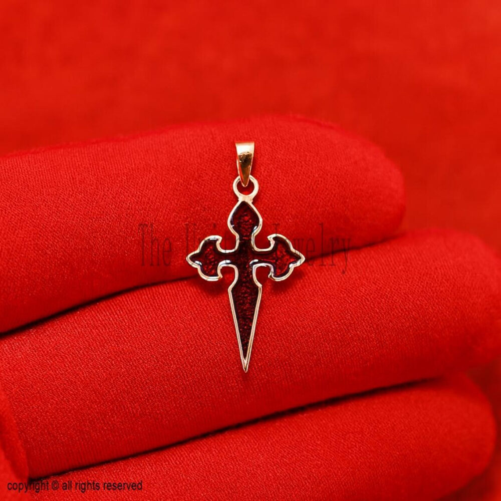 Carnelian Celtic Cross Pendant: Gold Plated Sterling Silver, Vintage Boho