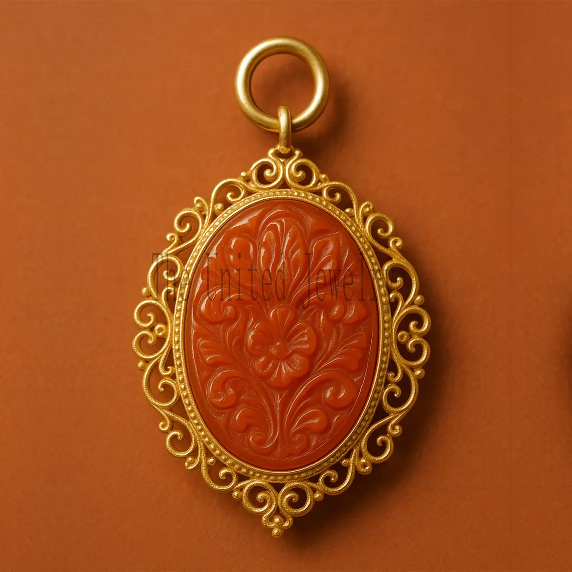 Carnelian Celtic Pendant: Gold Plated Sterling Silver Floral Necklace