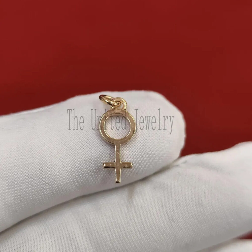 Gold Venus Symbol Pendant – Sterling Silver Feminist Charm