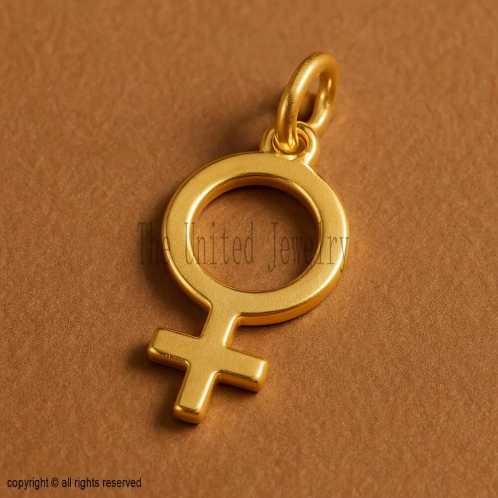 Gold Venus Symbol Pendant – Sterling Silver Feminist Charm