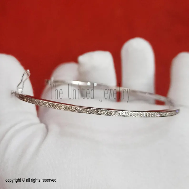 Pave Diamond Handmade Round Bracelet In 925 Sterling Silver Jewelry