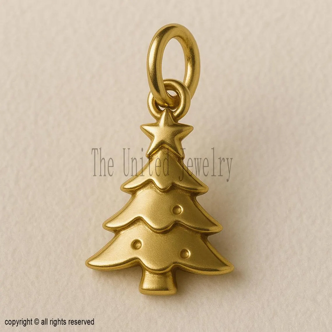 Gold Christmas Tree Charm – 18K Gold Plated Sterling Silver Pendant