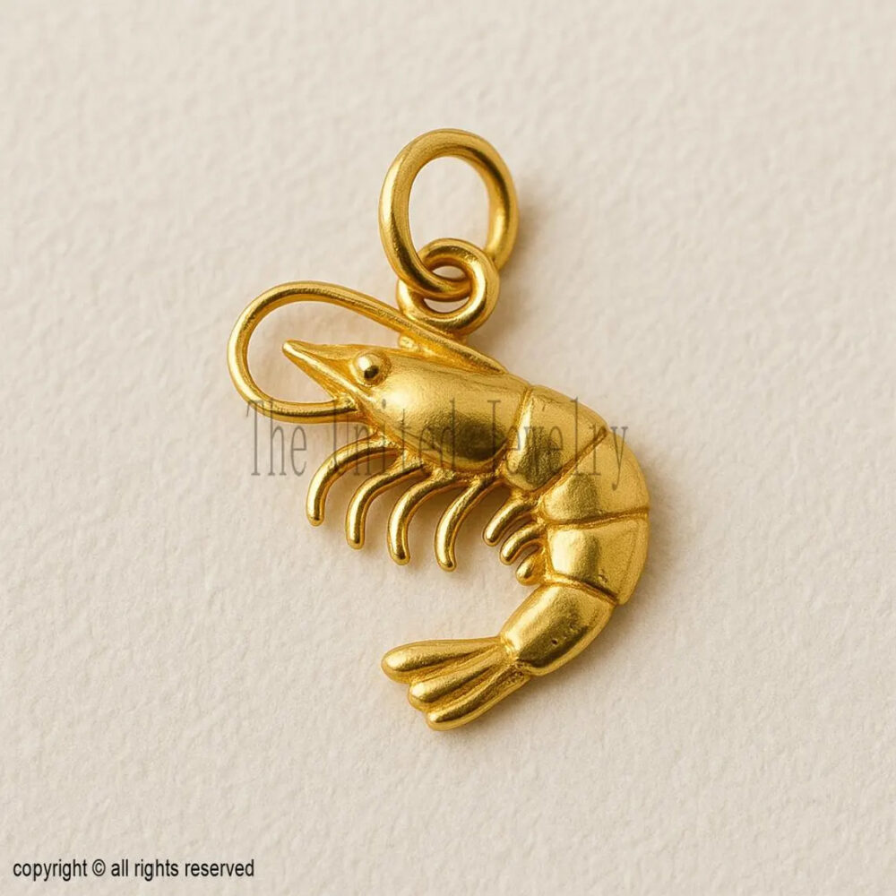 925 Sterling Silver Shrimp Charm Pendant • Seafood Lover Gift • Ocean Animal Jewelry
