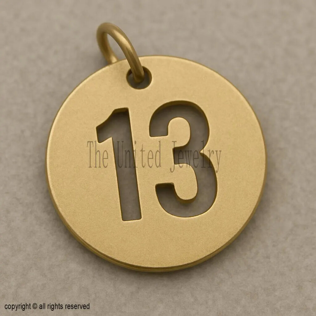 Custom Number Pendant Necklace | Gold Plated Cut Out Disc Charm