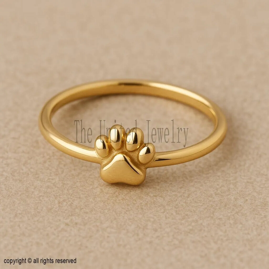 Sterling Silver Paw Print Ring: Adjustable Pet Lover Jewelry