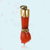 Carved Coral Figa Hand Lucky Charm Pendant 925 Sterling Silver Jewelry