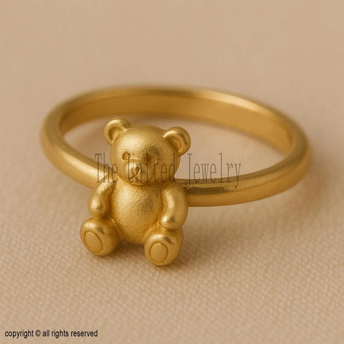 Gold Teddy Bear Ring – 18K Gold Plated Sterling Silver