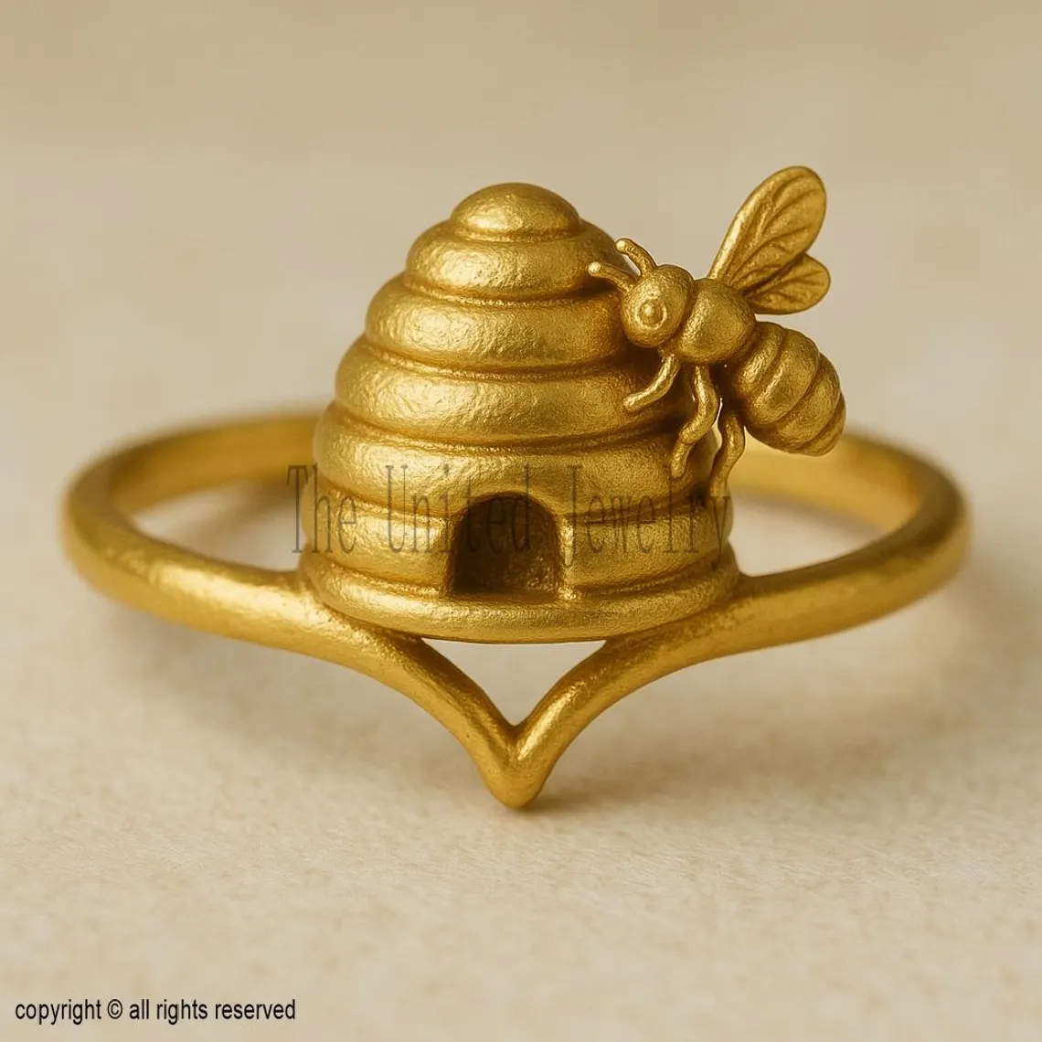 Sterling Silver Bee and Beehive Ring - Nature Inspired Jewelry