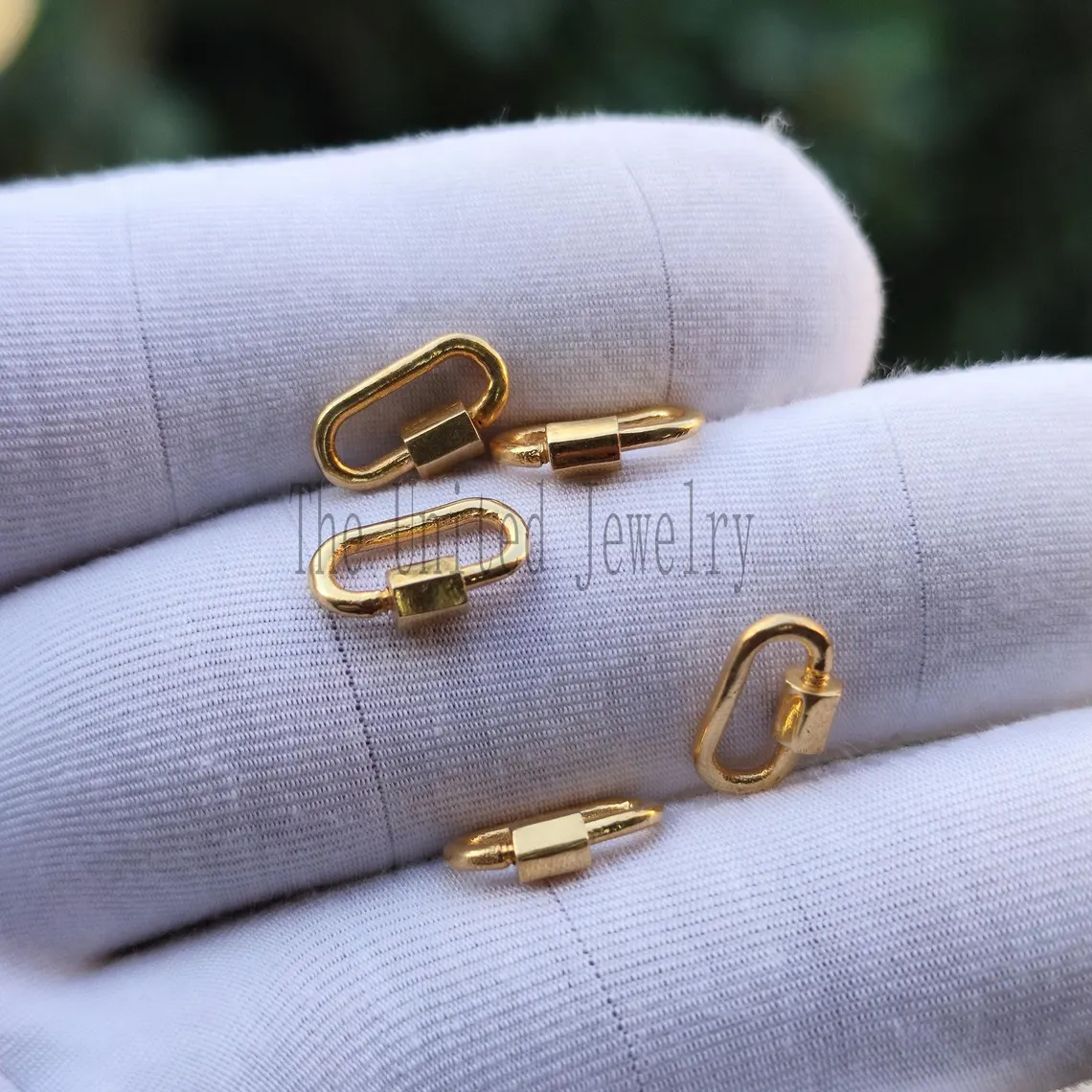 Yellow Gold Plating Mini Carabiner Clasp Lock Jewelry Findings 925 Sterling Silver