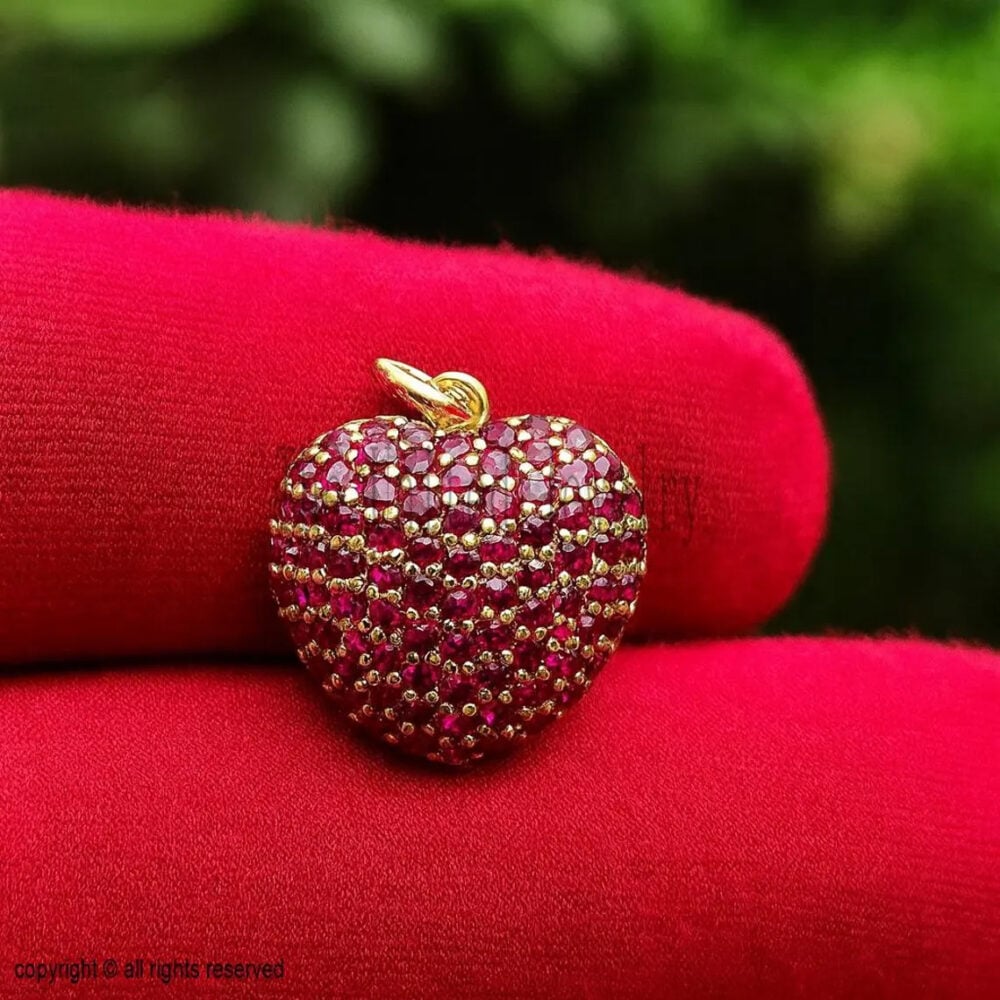 925 Sterling Silver Handmade Ruby Heart Charm Pendant