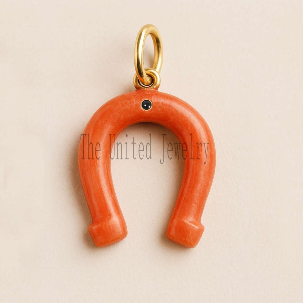 Coral Carving Horseshoe Pendant