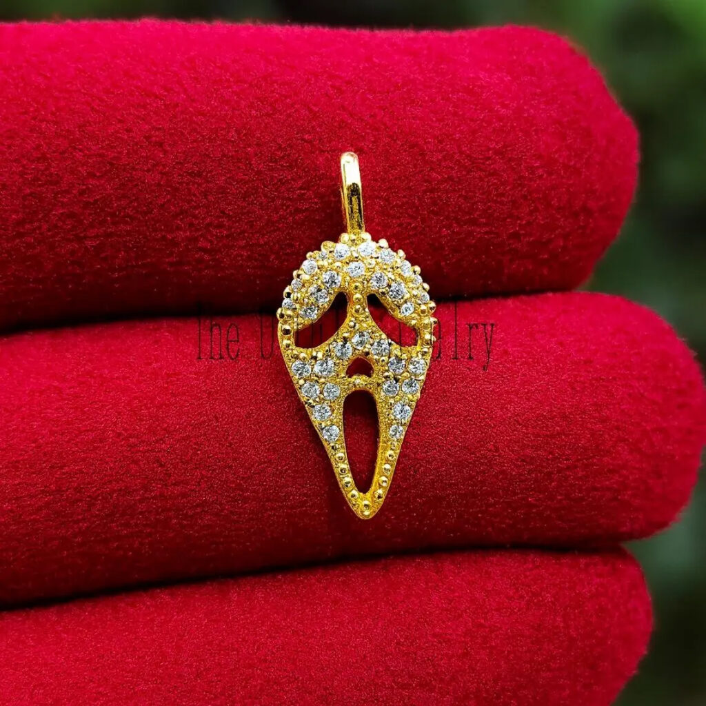 925 Sterling Silver Handmade Diamond Skull Charm Pendant