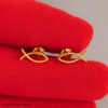 925 Sterling Silver Fish Stud Earrings For Women's