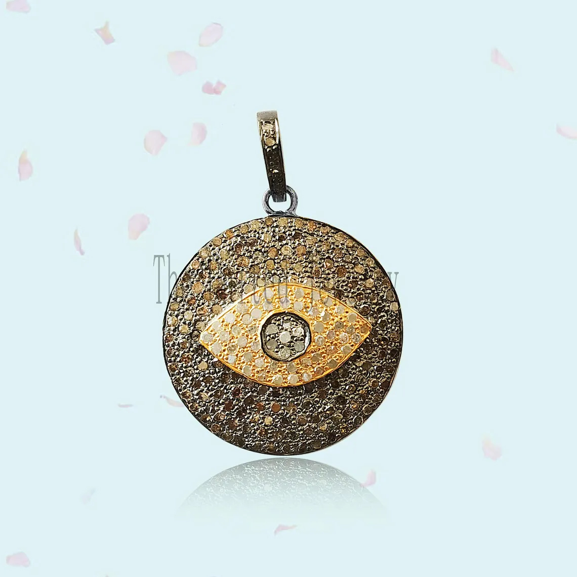 Pave Diamond Evil Eye Pendant: 925 Sterling Silver Charm