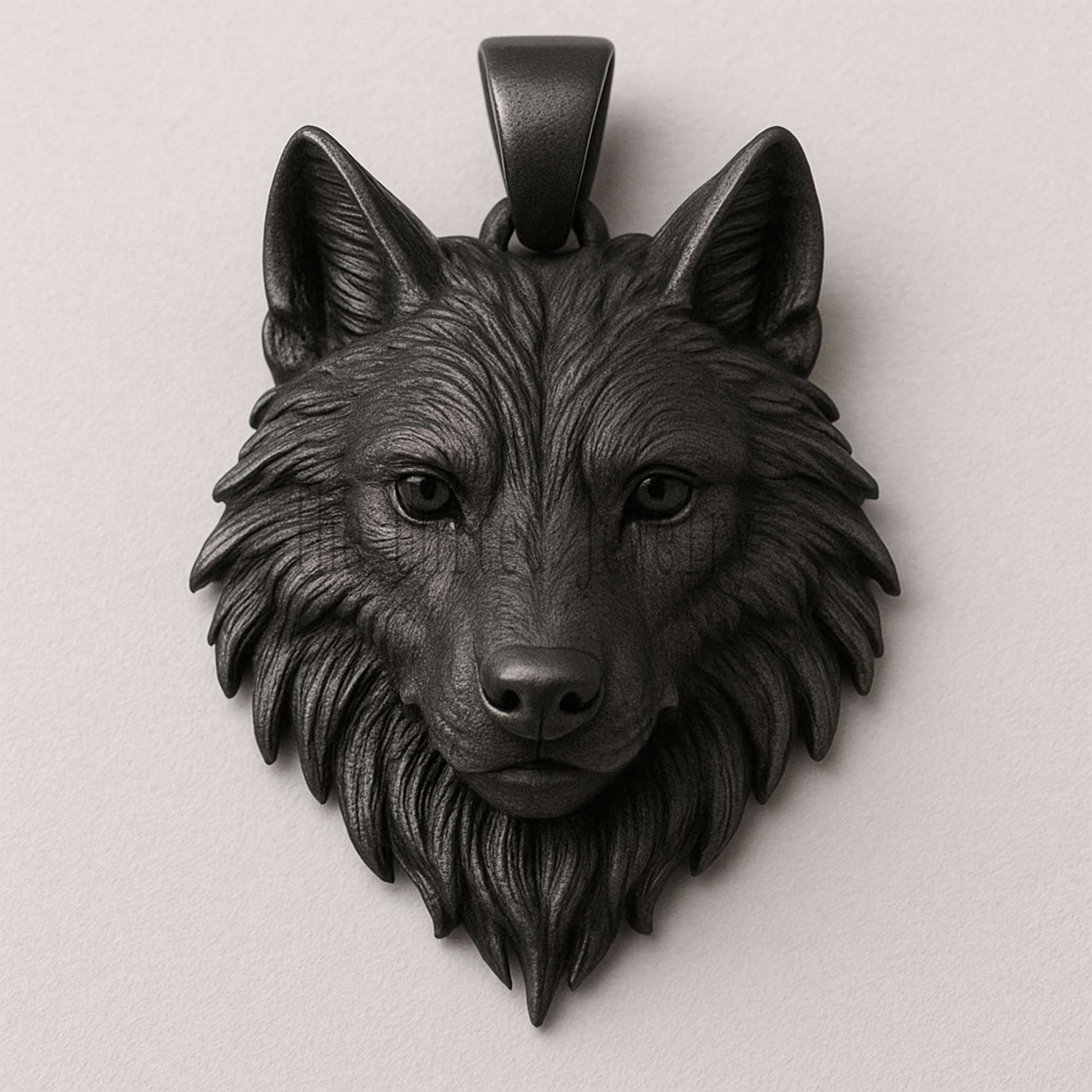 Black Rhodium Wolf Pendant: Sterling Silver Gothic Necklace