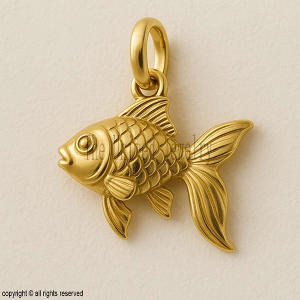 925 Sterling Silver Gold Plated Fish Pendant – Lucky Goldfish Charm, Handmade Nautical & Animal Jewelry