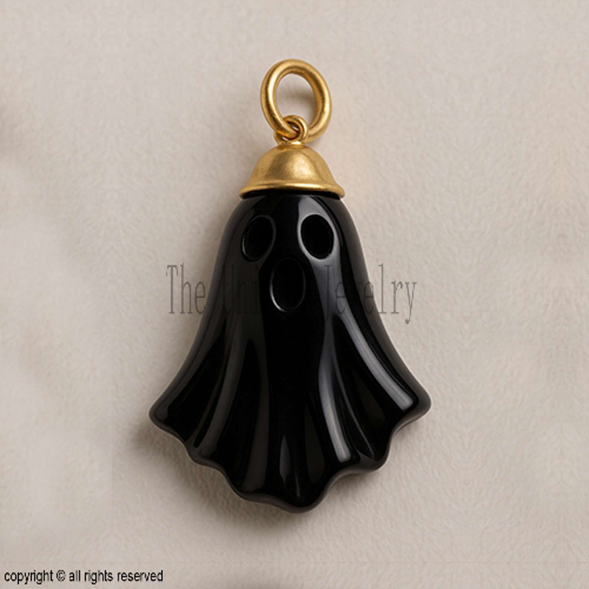 Black Ghost Pendant – 925 Sterling Silver Gold Plated Spooky Halloween Charm