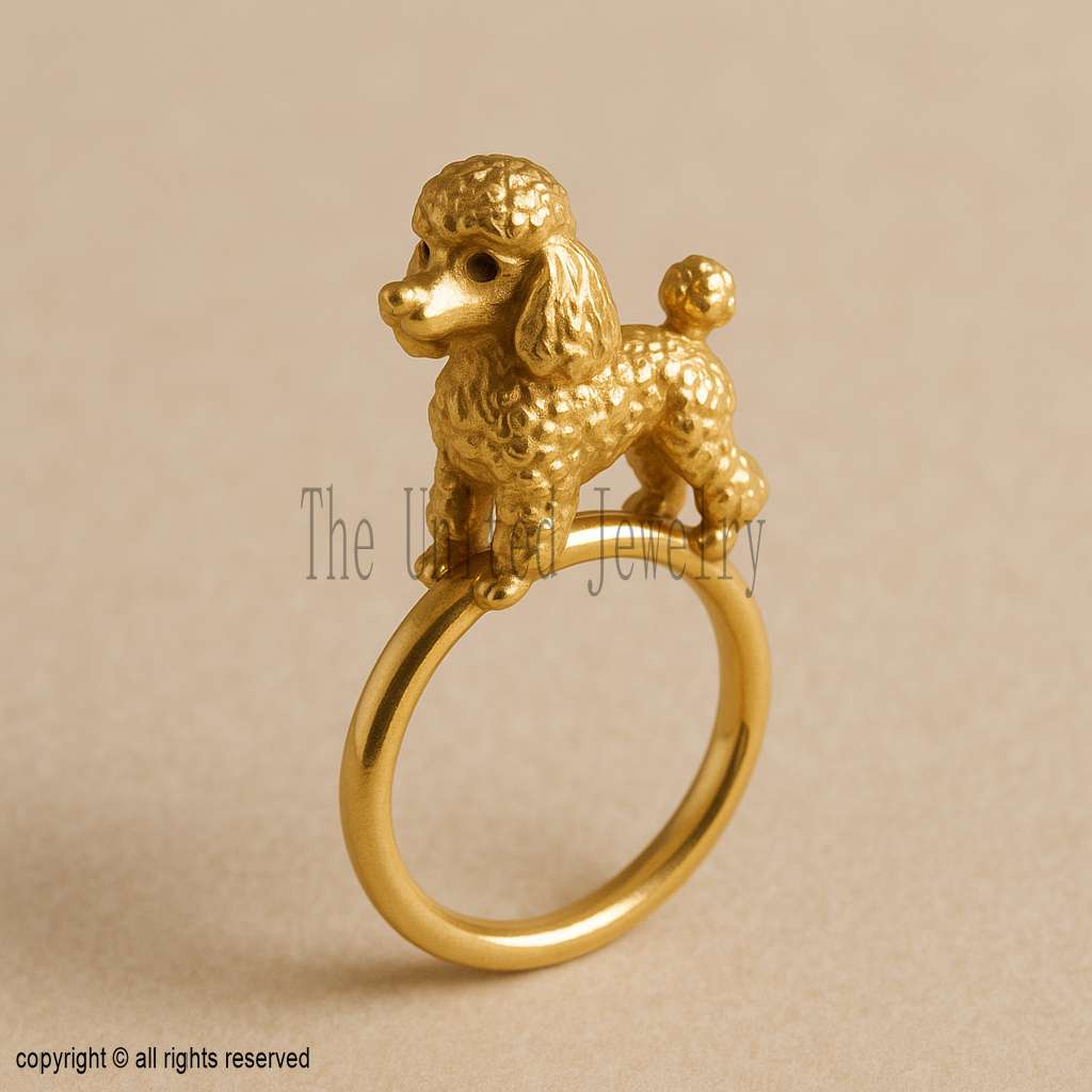 Sterling Silver Poodle Ring: Custom Size Pet Lover Gift