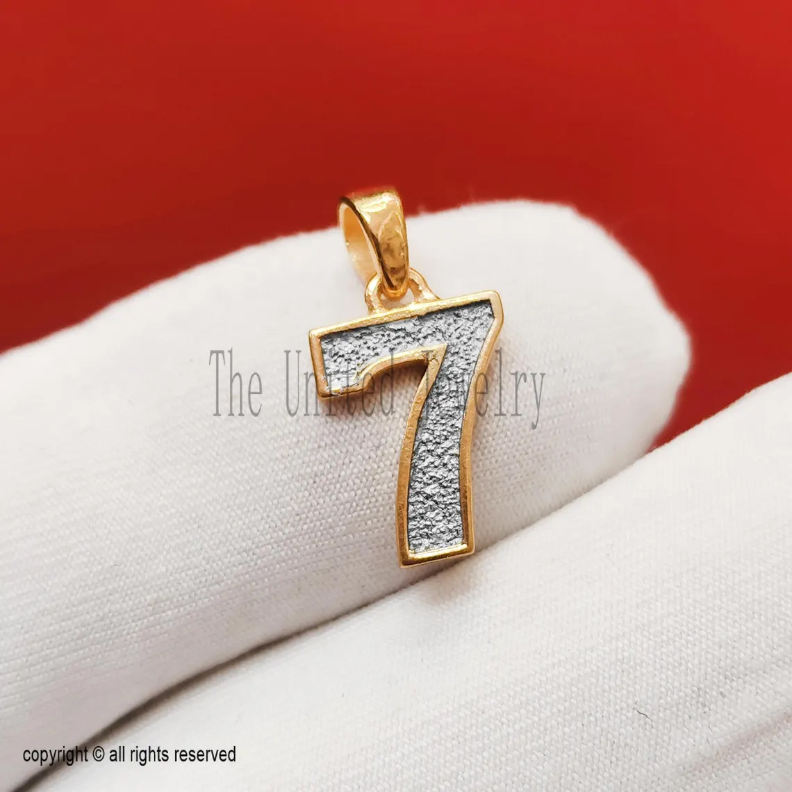 925 Sterling Silver Number 7 Pendant | Gold Plated Lucky Seven Necklace | Personalized Numerology Jewelry