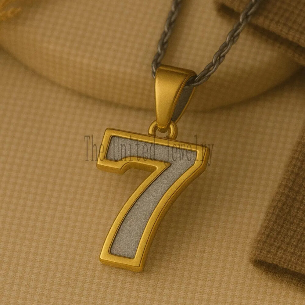 925 Sterling Silver Number 7 Pendant | Gold Plated Lucky Seven Necklace | Personalized Numerology Jewelry