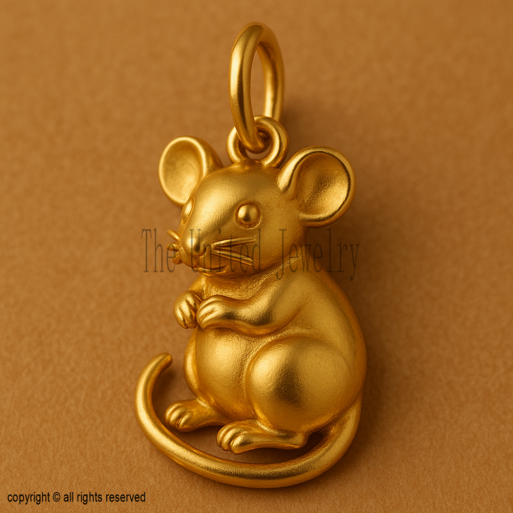 Gold Plated Sterling Silver Mouse Pendant - Year of the Rat Jewelry