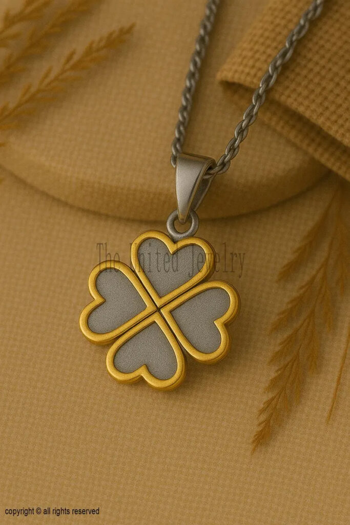 Sterling Silver Four Leaf Clover Pendant | Dual Tone, Good Luck Charm