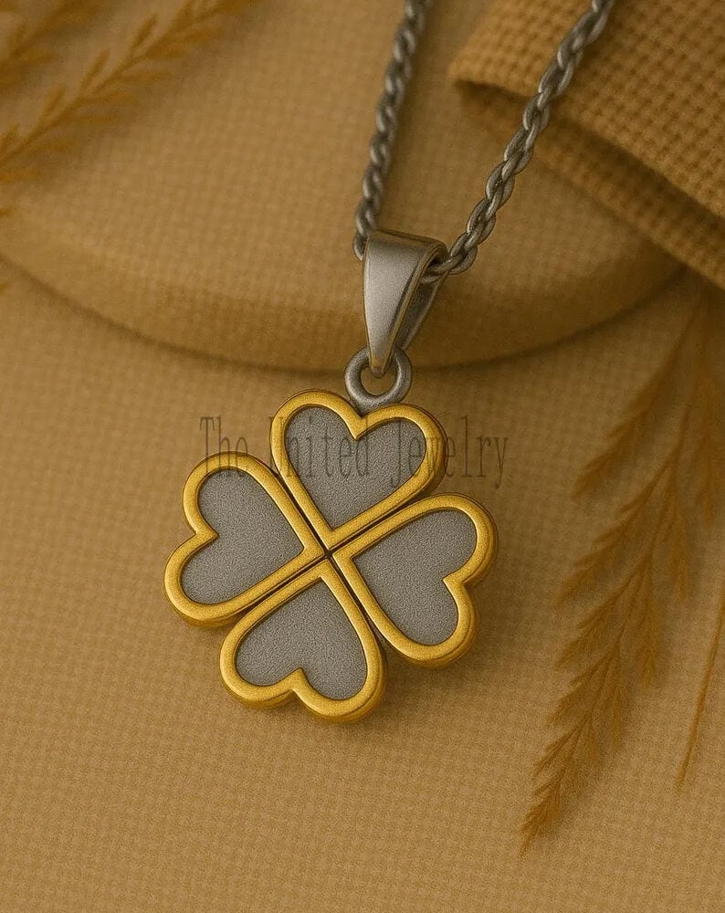Sterling Silver Four Leaf Clover Pendant | Dual Tone, Good Luck Charm