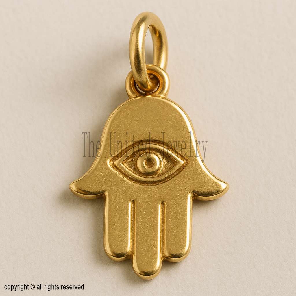 Sterling Silver Hamsa Hand Pendant with Eye | Protection Jewelry | Minimalist Spiritual Charm for Necklace