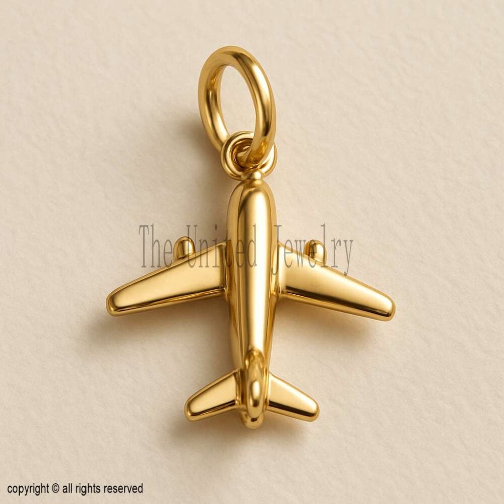 925 Sterling Silver Airplane Pendant | Gold Plated Travel Charm