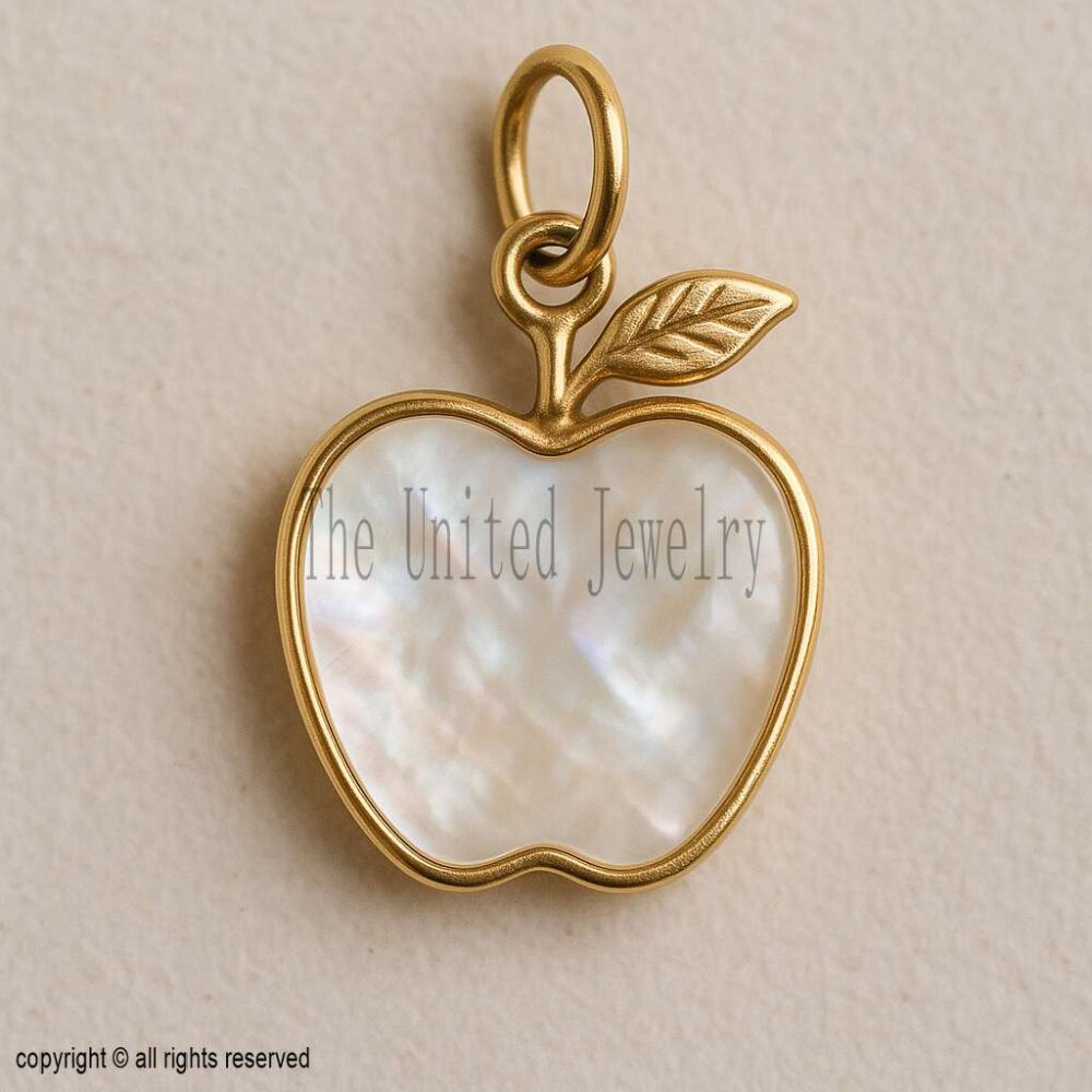 Gold Vermeil Apple Pendant: Sterling Silver Mother of Pearl Charm