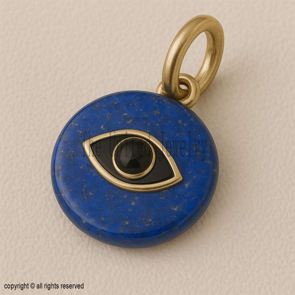 Lapis Lazuli Evil Eye Pendant: 925 Sterling Silver, Gold-Plated Amulet