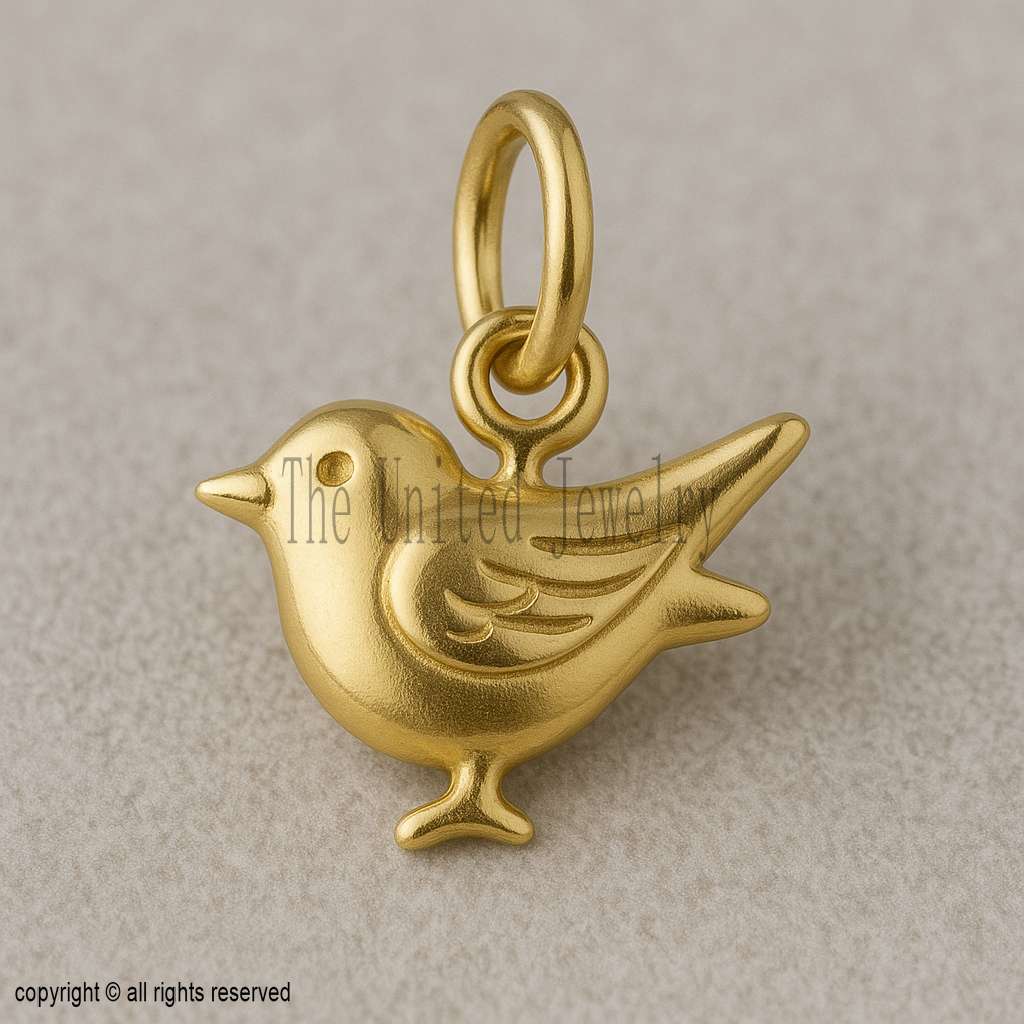 925 Sterling Silver Bird Charm Pendant | Gold Plated Dainty Animal Necklace