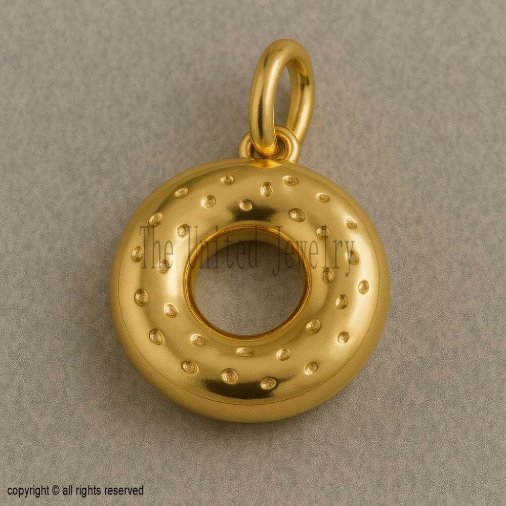 Gold Plated Sterling Silver Donut Pendant - Modern Circle Charm