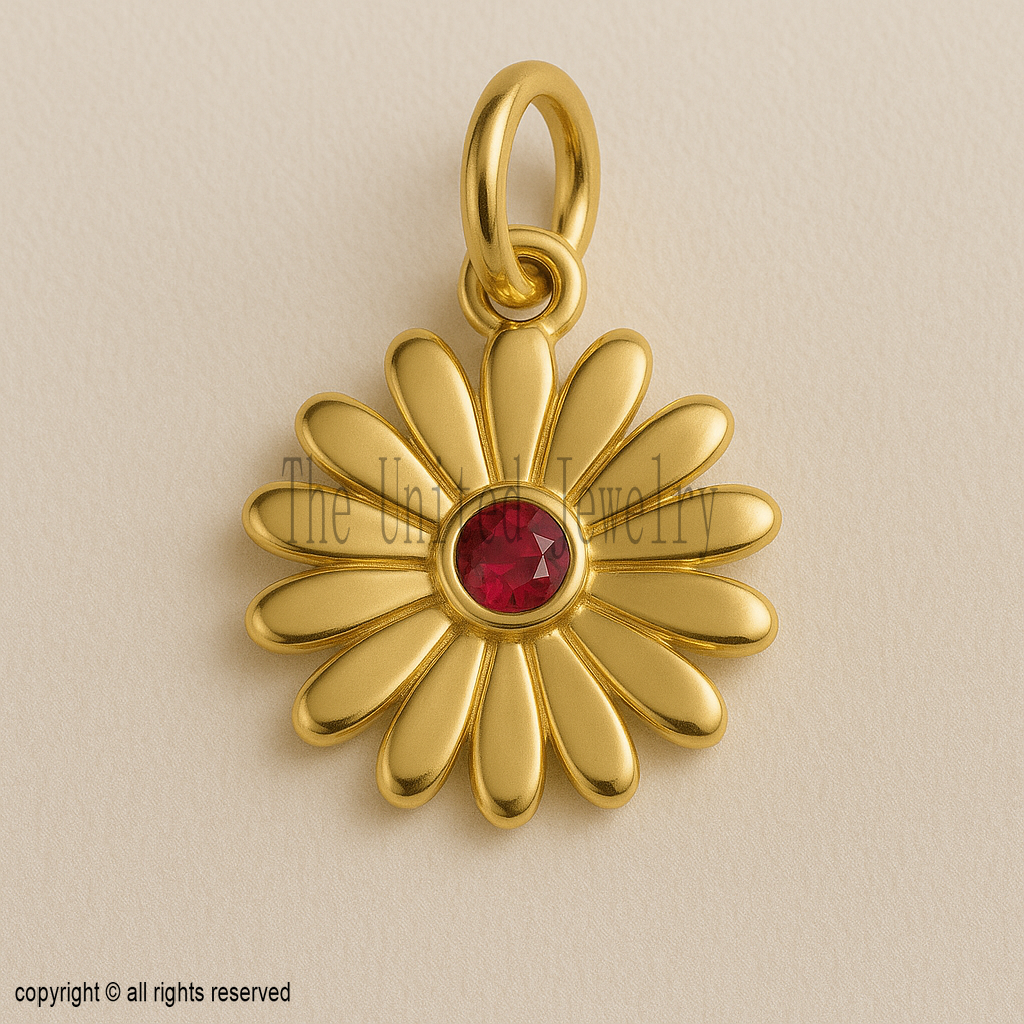 Gold Plated Multicolor Gemstone Flower Pendant Necklace | Rainbow Crystal Floral Jewelry