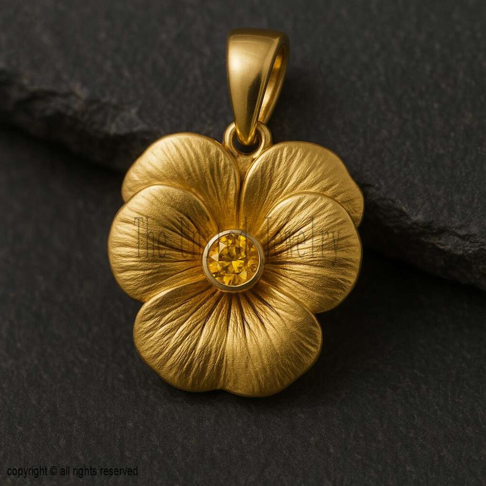 18K Gold Vermeil Citrine Flower Pendant: Sterling Silver Blossom Charm