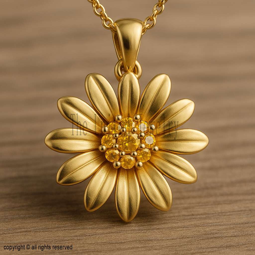 925 Sterling Silver Daisy Pendant | Gold Plated Flower Necklace with Yellow Stones