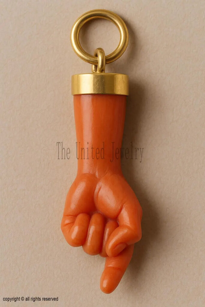 Gold Plated Sterling Silver Figa Hand Pendant: Italian Good Luck Charm