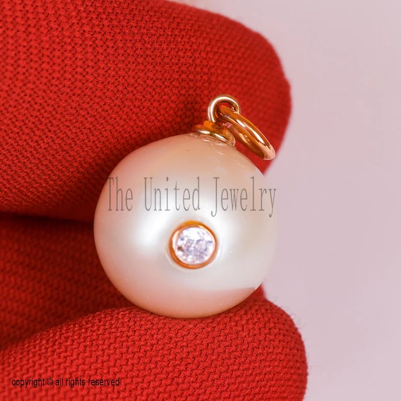 Natural Pearl With Diamond Handmade Charm Pendant Jewelry 925 Sterling Silver